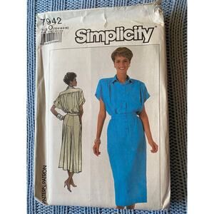 Simplicity 7942 Shirt dress pattern 1980s